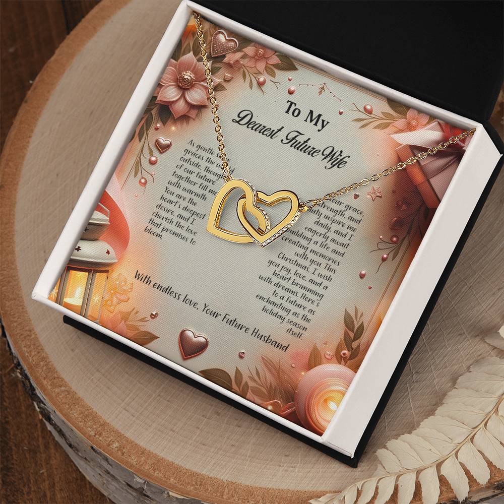 4044b Interlocking Hearts Necklace, Gift to my Future Wife with Beautiful Message Card