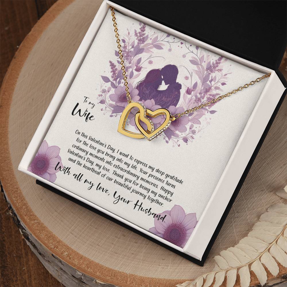 Valentine-st9a Interlocking Hearts Necklace, Gift to my Wife with Beautiful Message Card