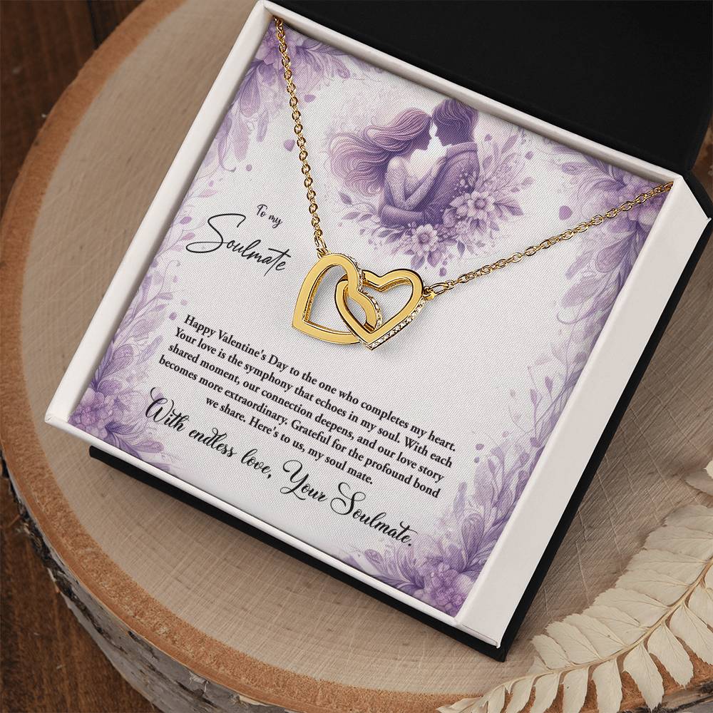 Valentine-st10b Interlocking Hearts neck, Gift to My Soulmate with Message Card