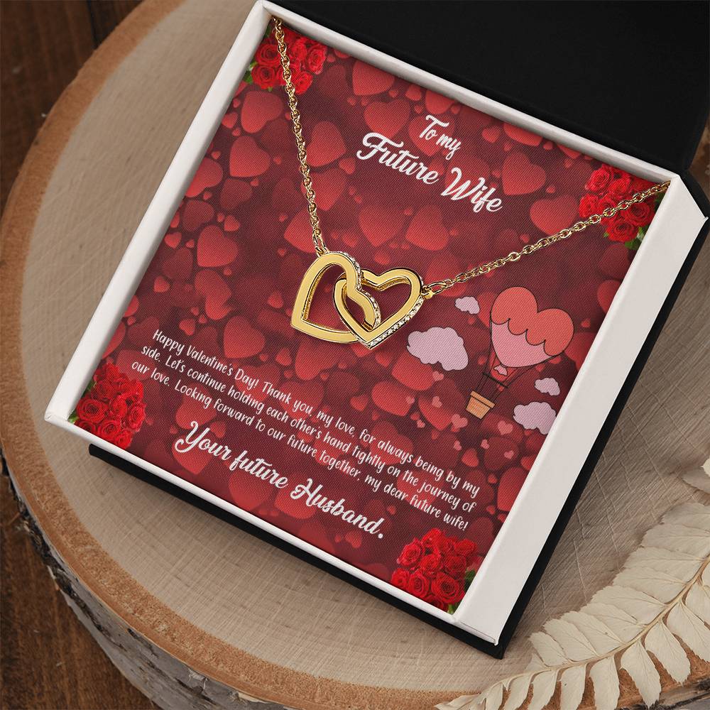 valentine-27d Interlocking Hearts Necklace, Gift to my Future Wife with Beautiful Message Card