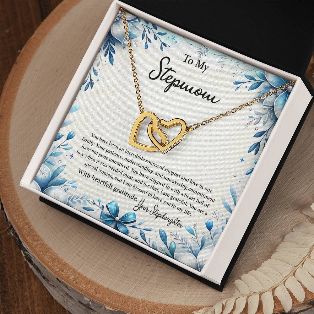 4050b Interlocking Hearts Necklace, Gift to my Stepmom with Beautiful Message Card