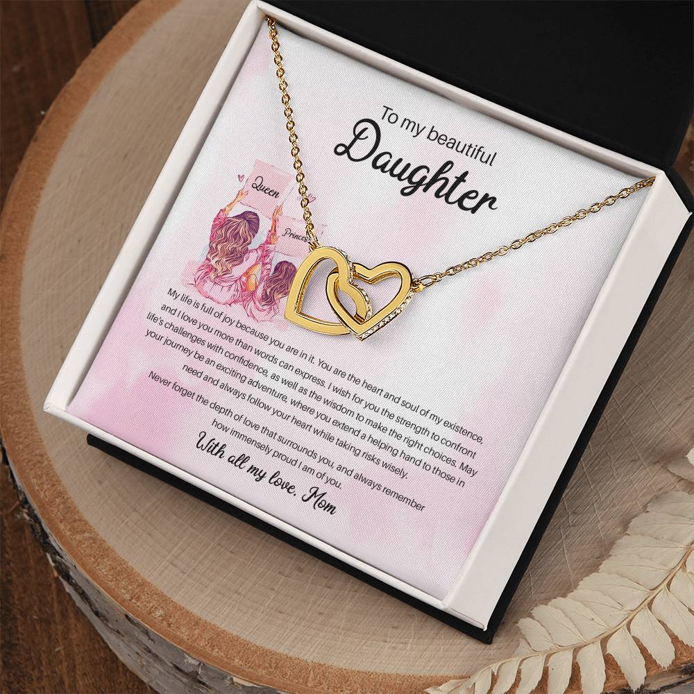 94941 a Interlocking Hearts Necklace, Gift to my Daughter with Beautiful Message Card