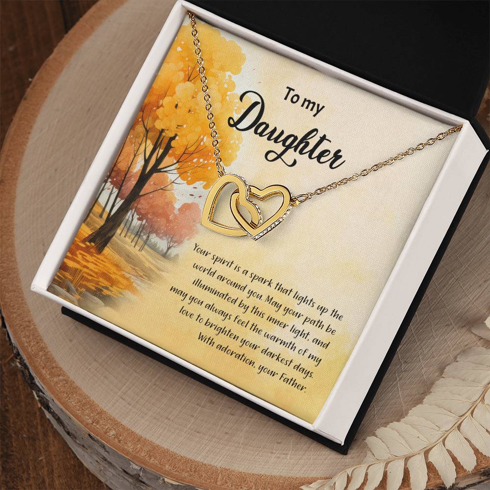 4041a Interlocking Hearts Necklace, Gift to my Daughter with Beautiful Message Card