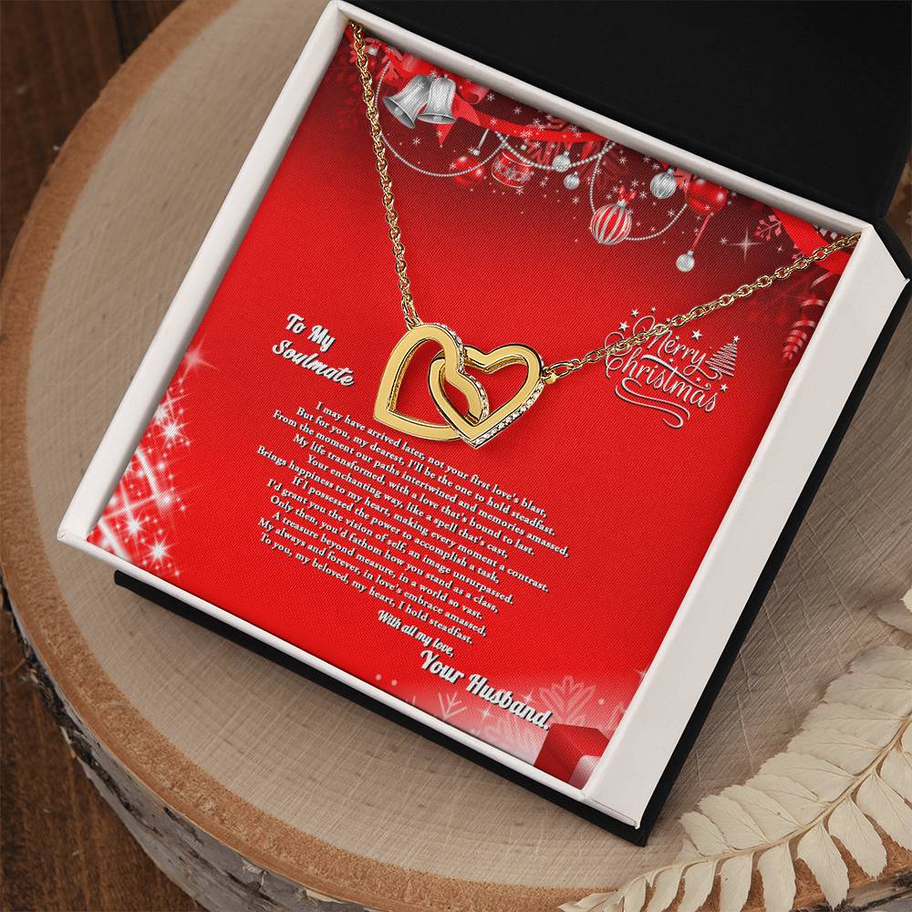 4007a Interlocking Hearts neck, Gift to My Soulmate with Message Card