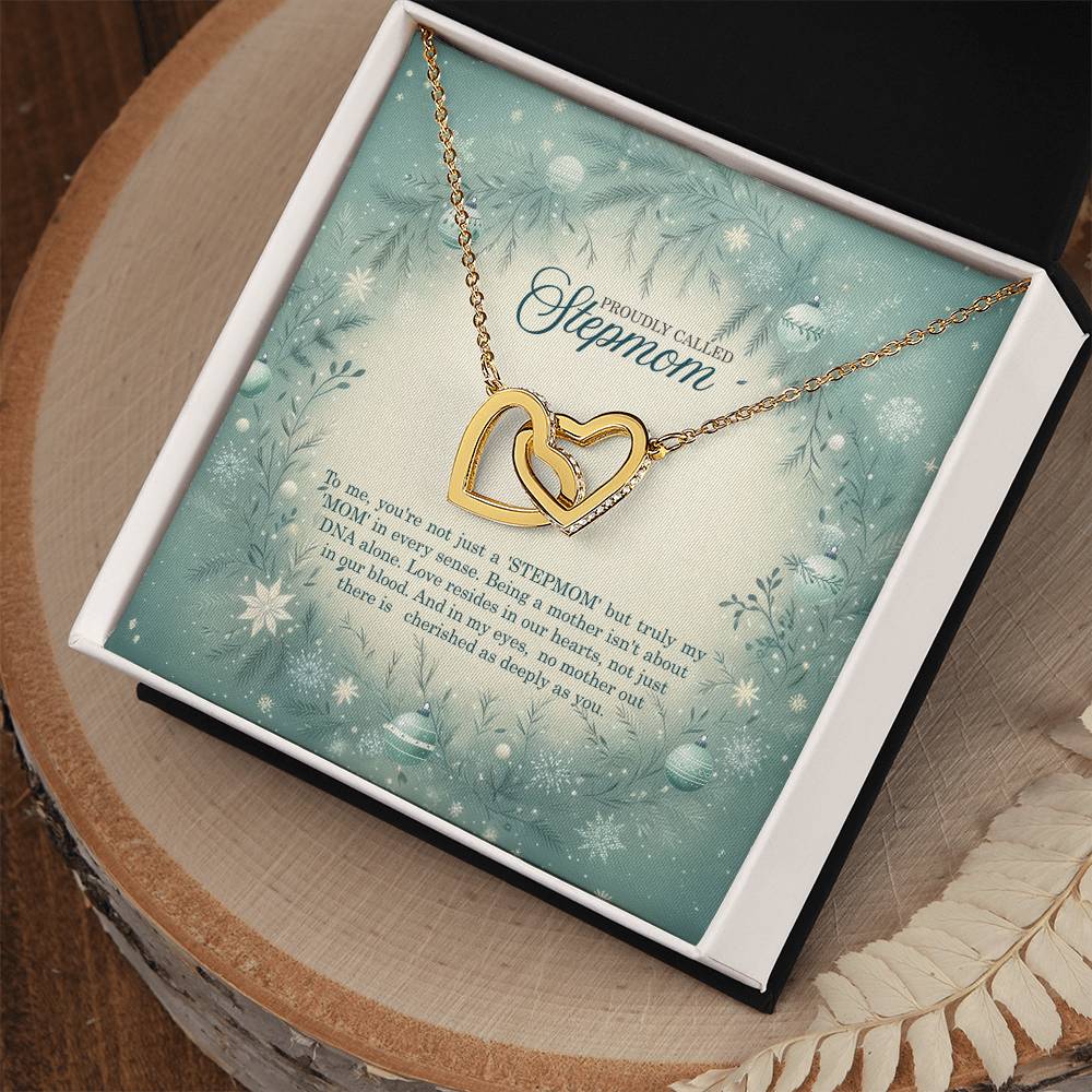 95320 b Interlocking Hearts Necklace, Gift to my Stepmom with Beautiful Message Card