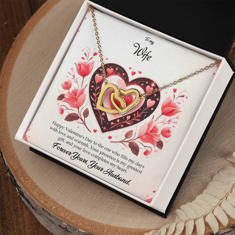 Valentine-st5a Interlocking Hearts Necklace, Gift to my Wife with Beautiful Message Card