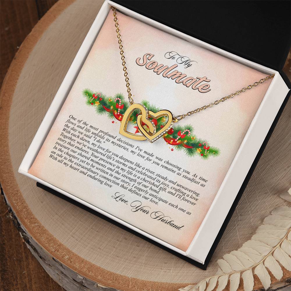 4009c Interlocking Hearts neck, Gift to My Soulmate with Message Card