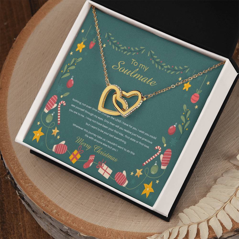 94098 Interlocking Hearts neck, Gift to My Soulmate with Message Card