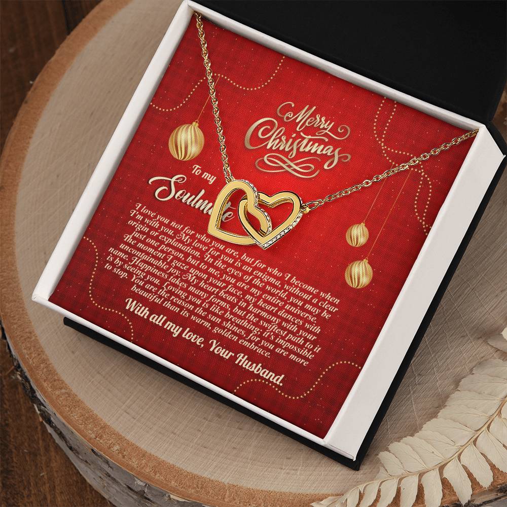 94096c Interlocking Hearts neck, Gift to My Soulmate with Message Card