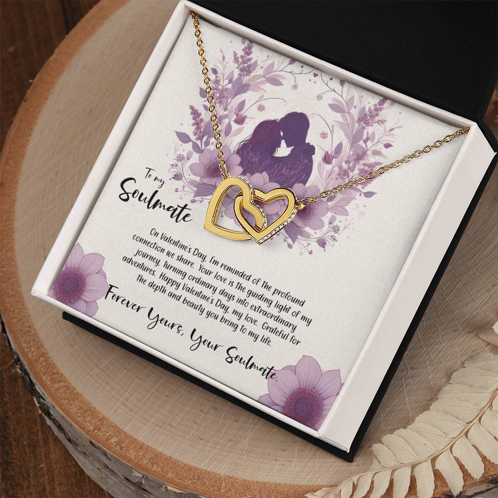 Valentine-st9b Interlocking Hearts neck, Gift to My Soulmate with Message Card