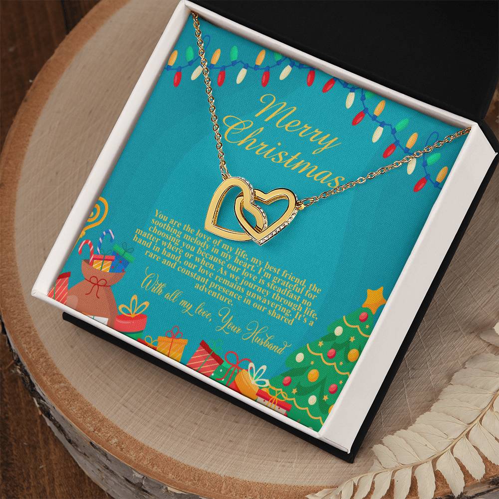 94097b Interlocking Hearts neck, Gift to my Wife with Beautiful Message Card