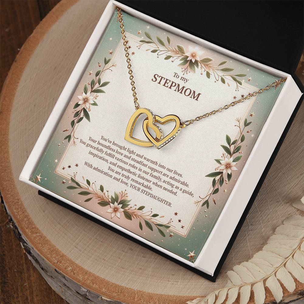 4049c Interlocking Hearts Necklace, Gift to my Stepmom with Beautiful Message Card