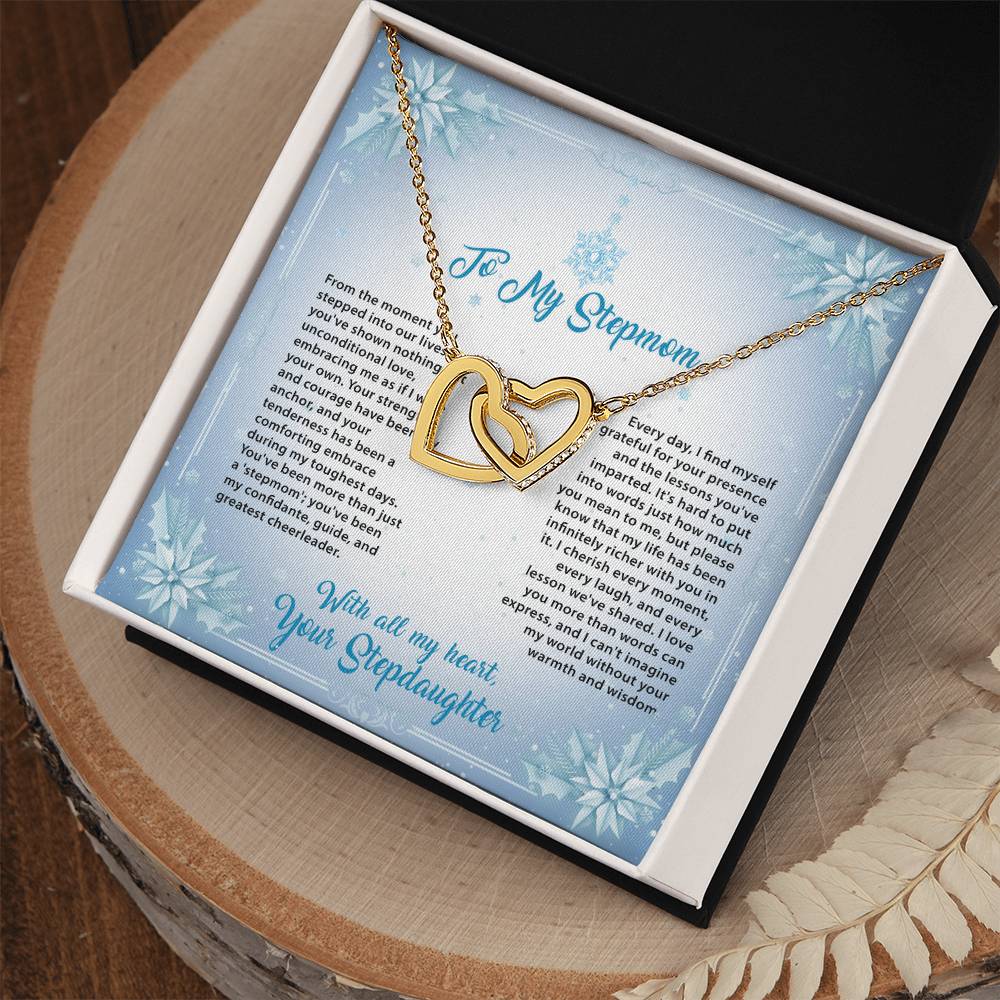 95315 a Interlocking Hearts Necklace, Gift to my Stepmom with Beautiful Message Card