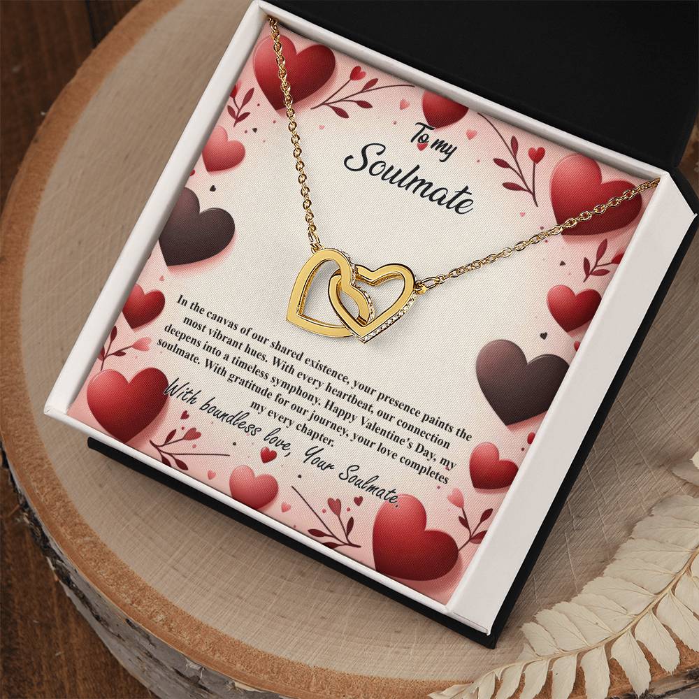 Valentine-st7b Interlocking Hearts neck, Gift to My Soulmate with Message Card