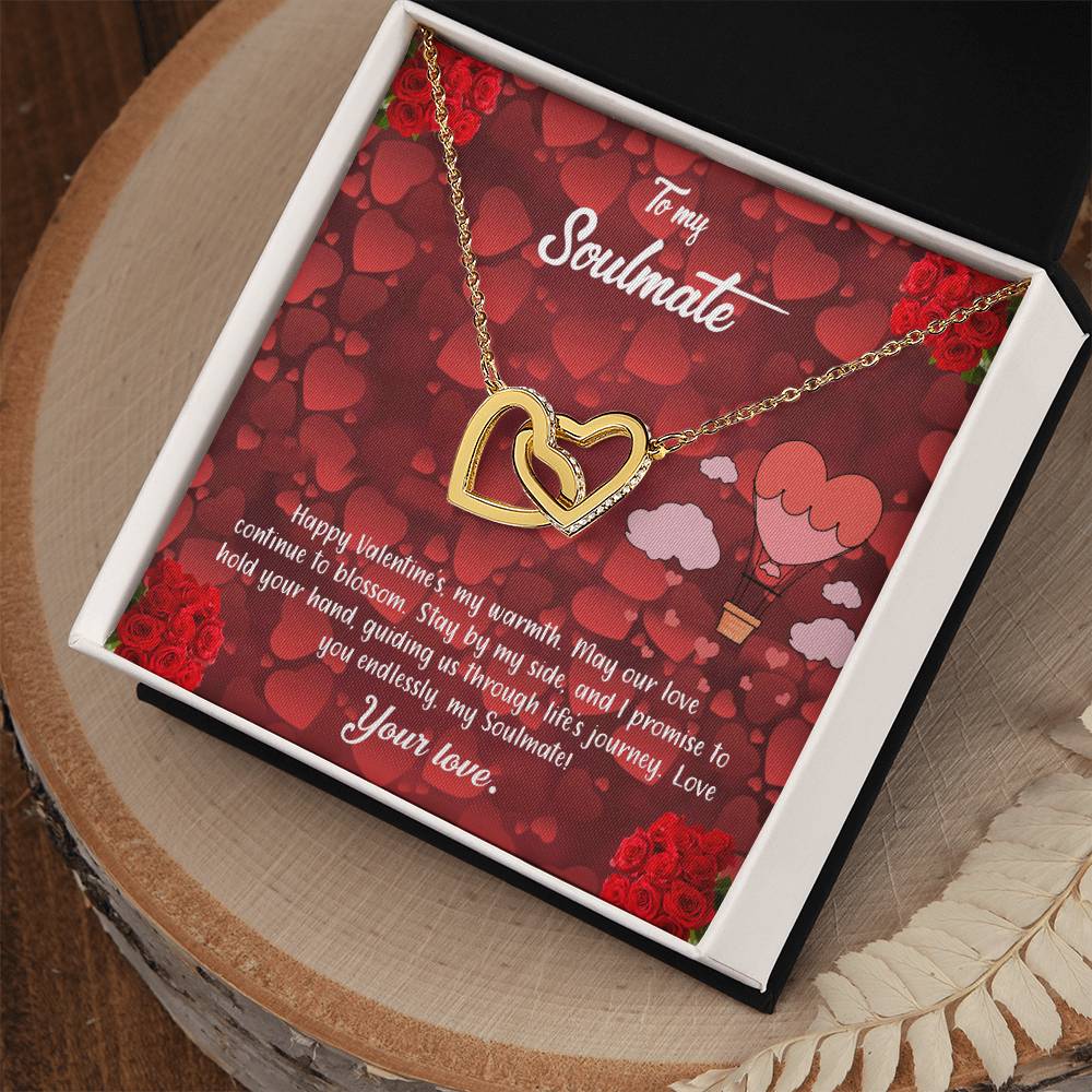 valentine-27b Interlocking Hearts neck, Gift to My Soulmate with Message Card