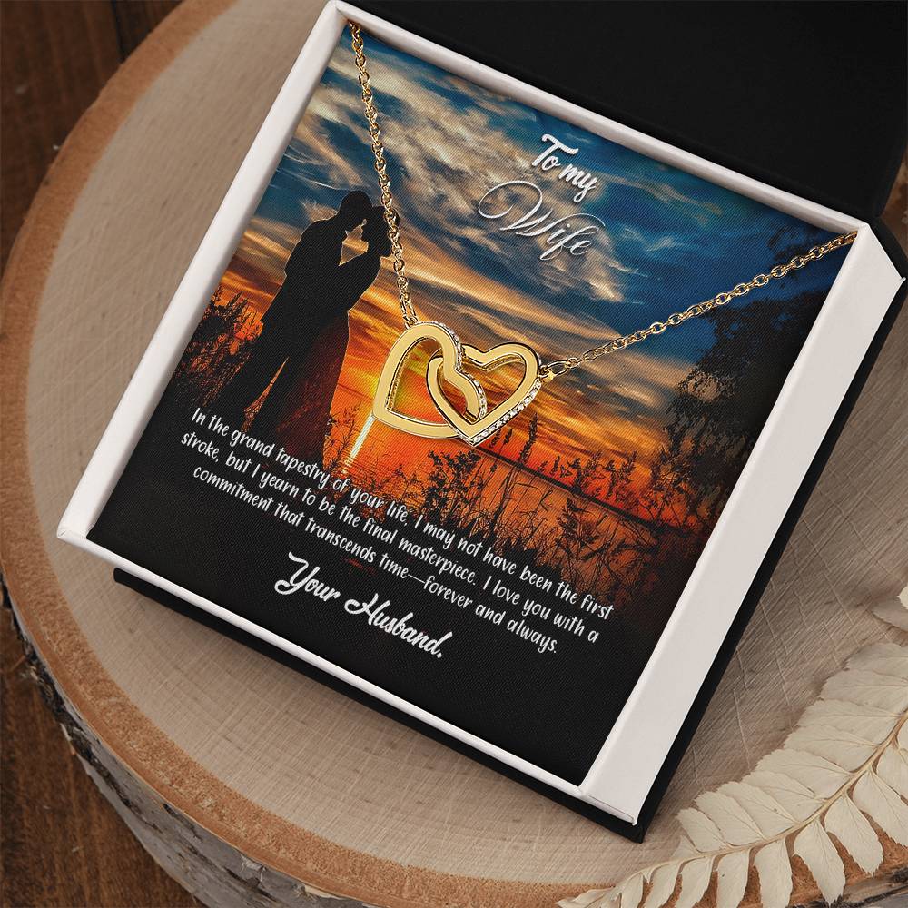 valentine-3a Interlocking Hearts Necklace, Gift to my Wife with Beautiful Message Card