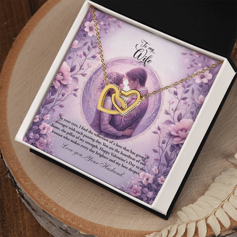 Valentine-st26a Interlocking Hearts Necklace, Gift to my Wife with Beautiful Message Card