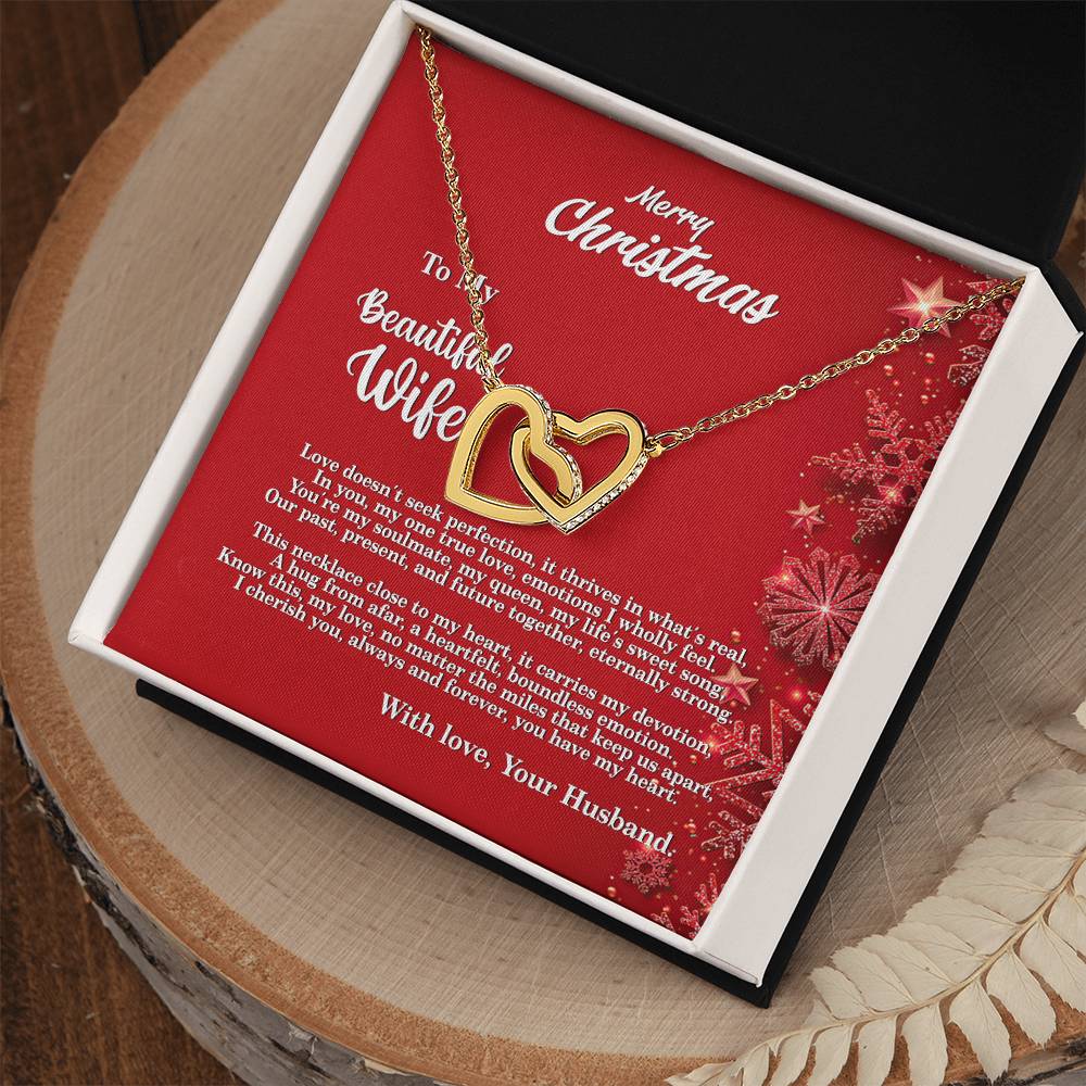 4013a Interlocking Hearts neck, Gift to my Wife with Beautiful Message Card