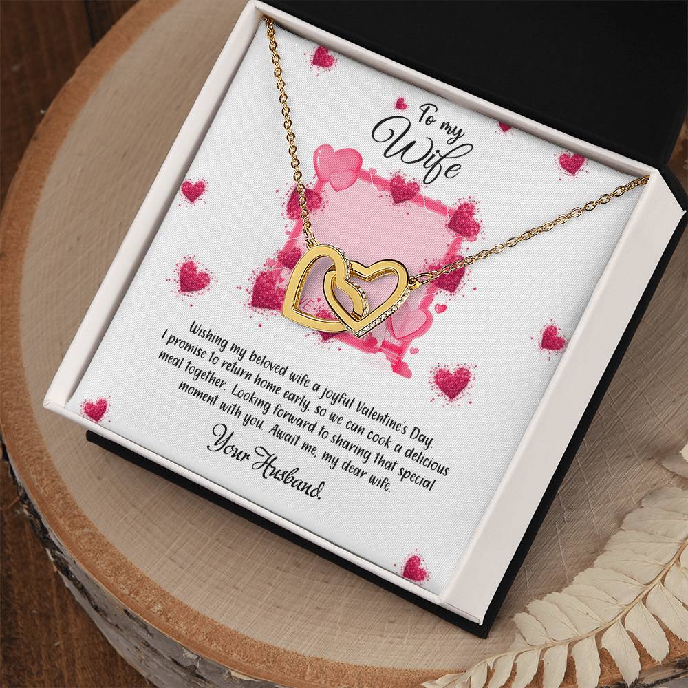 valentine-32b Interlocking Hearts neck, Gift to My Soulmate with Message Card