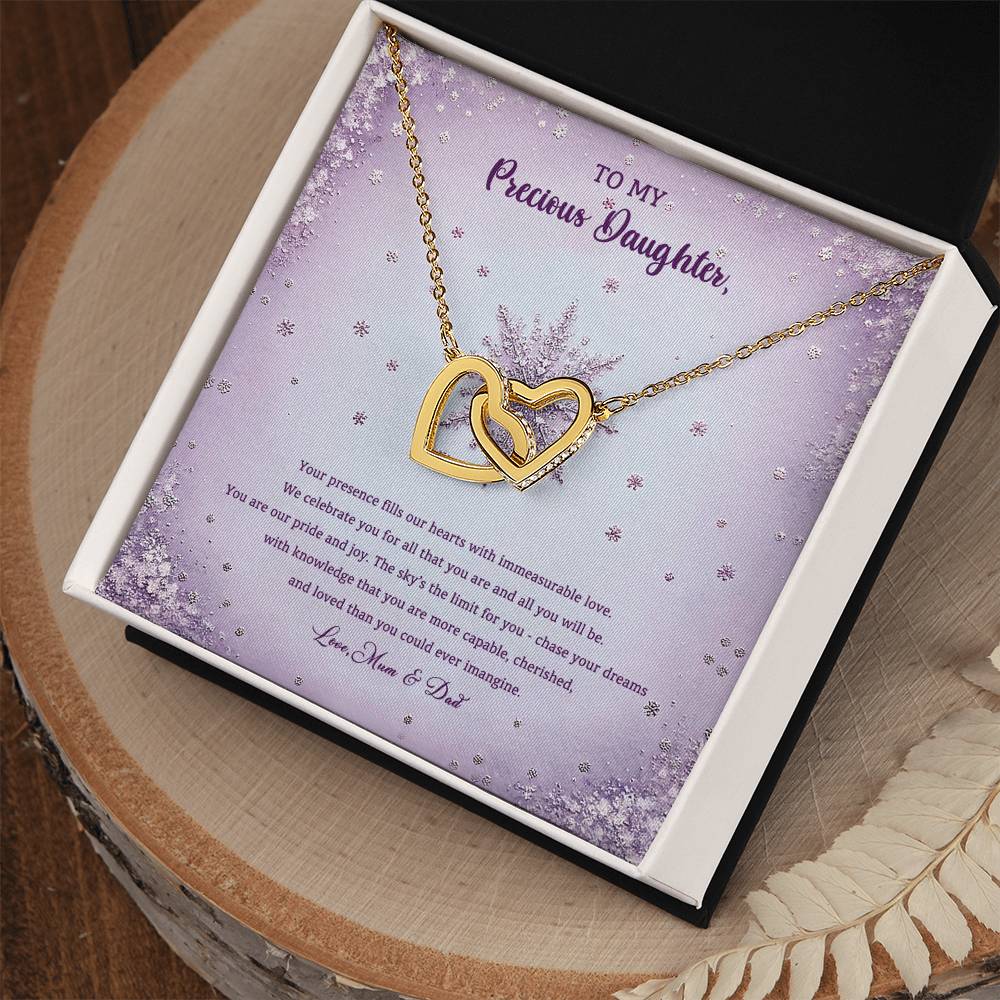 95314-c Interlocking Hearts Necklace, Gift to my Daughter with Beautiful Message Card