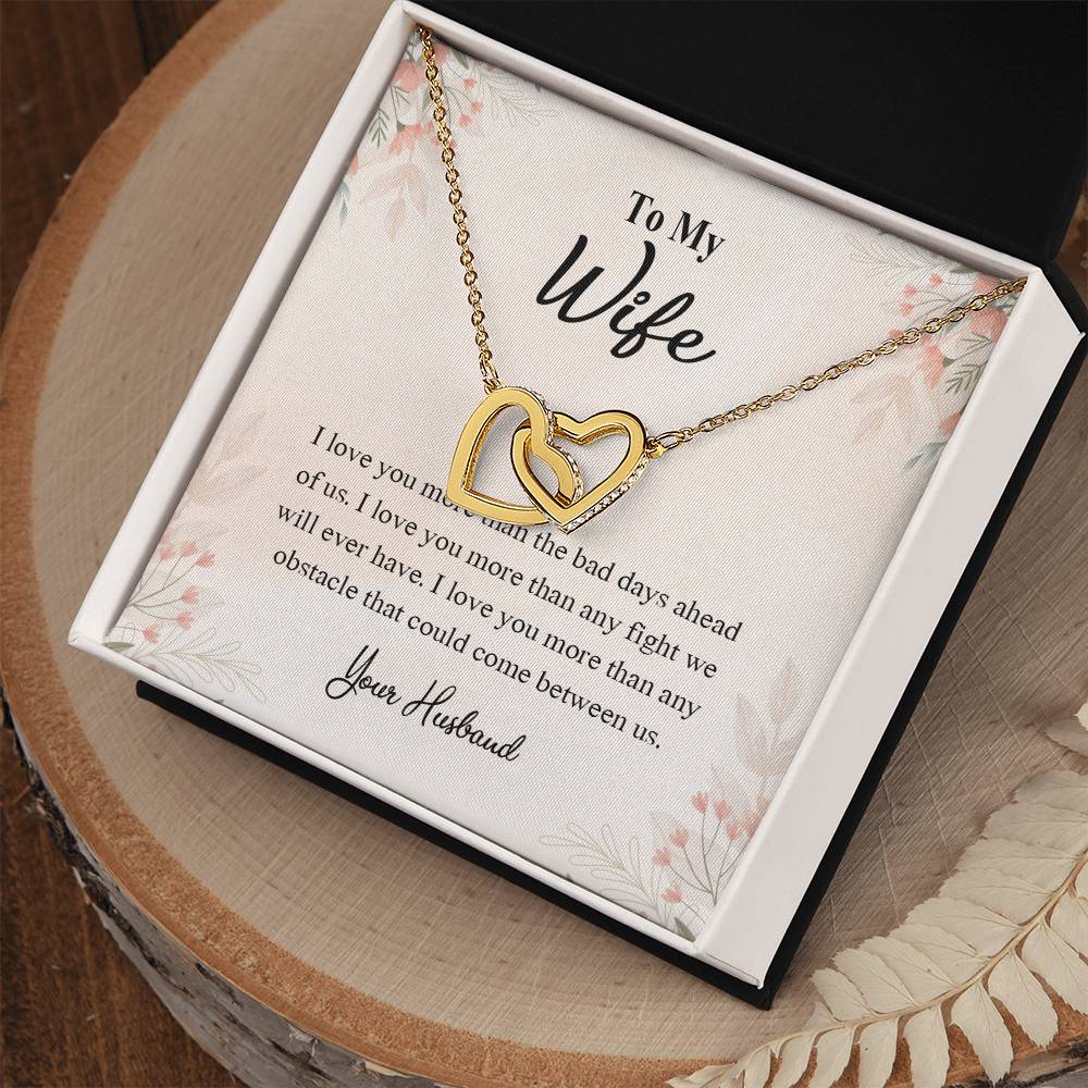 4025a Interlocking Hearts neck, Gift to my Wife with Beautiful Message Card