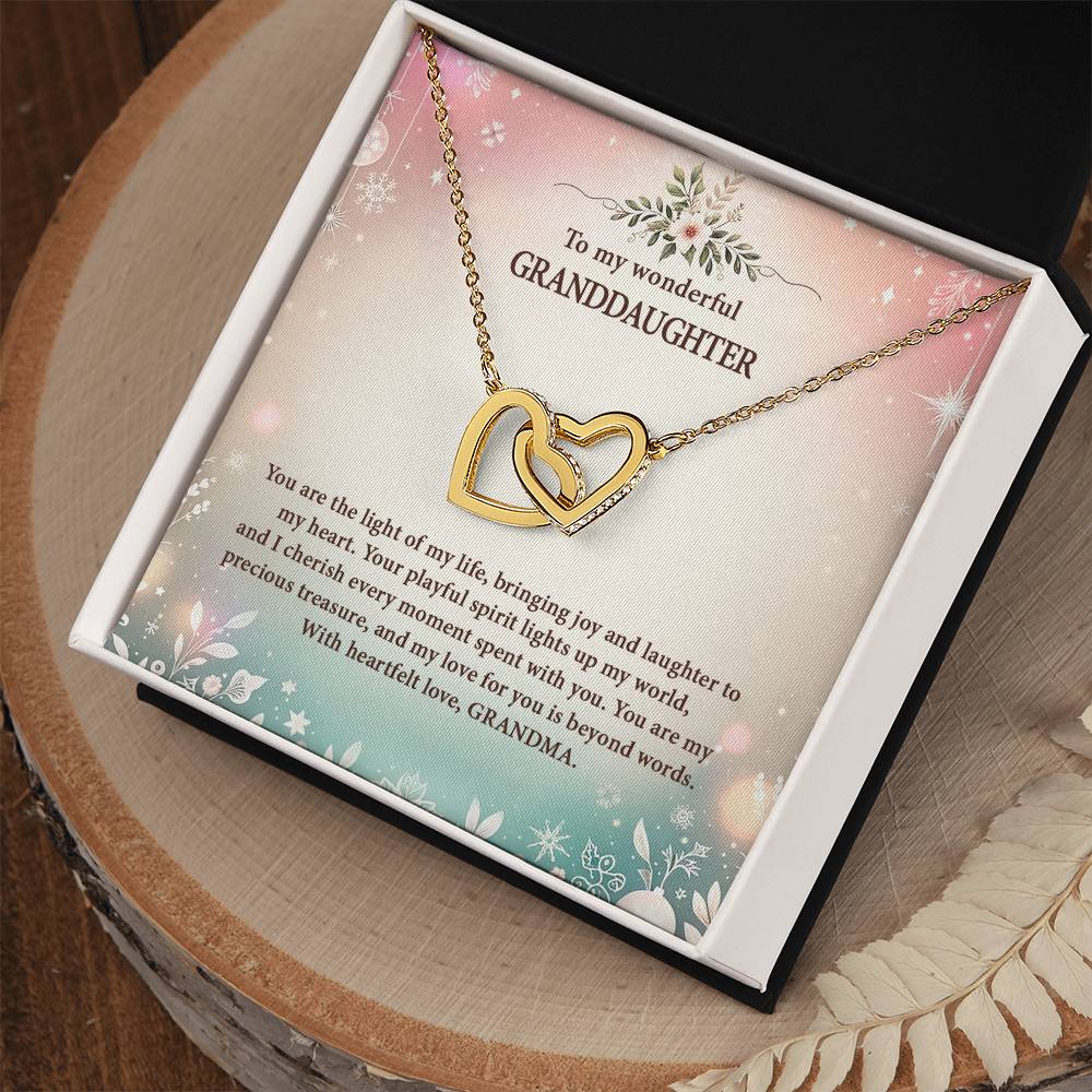 4057a Interlocking Hearts Necklace, Gift to My Granddaughter , with beautiful message card