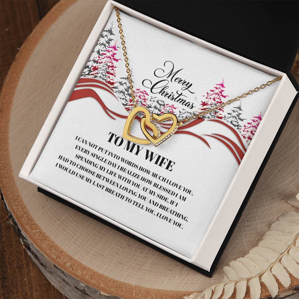 4016a Interlocking Hearts neck, Gift to my Wife with Beautiful Message Card