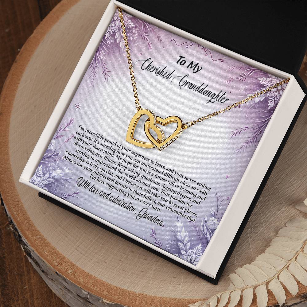 4054c Interlocking Hearts Necklace, Gift to My Granddaughter , with beautiful message card