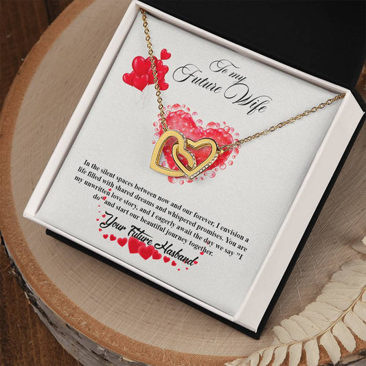 valentine-20d Interlocking Hearts Necklace, Gift to my Future Wife with Beautiful Message Card