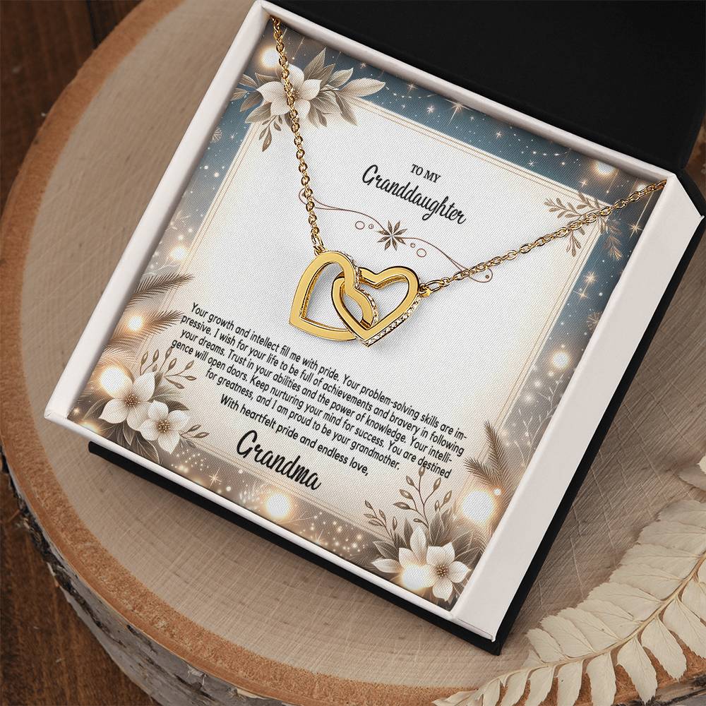 4055(a) Interlocking Hearts Necklace, Gift to My Granddaughter , with beautiful message card