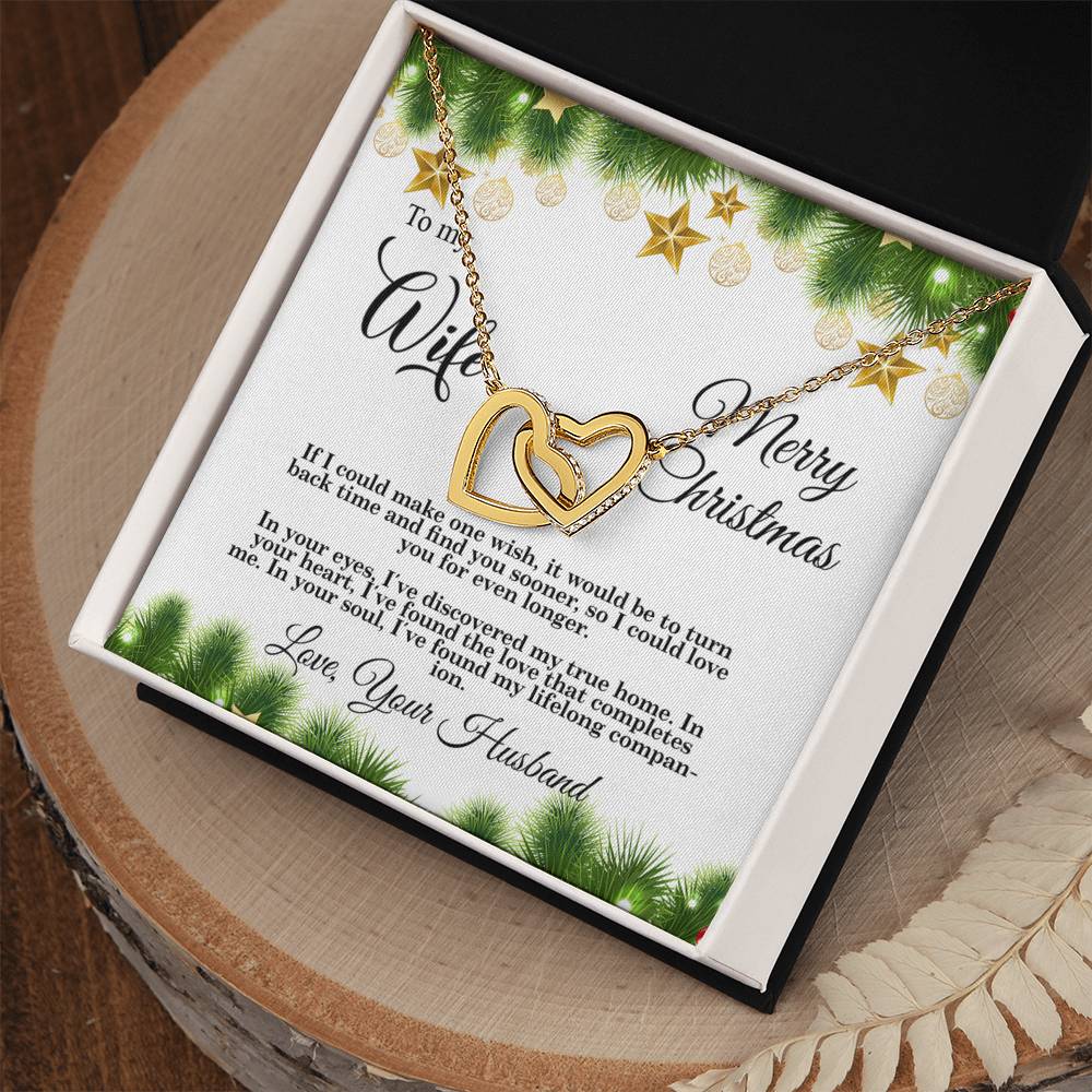 4004b Interlocking Hearts neck, Gift to my Wife with Beautiful Message Card