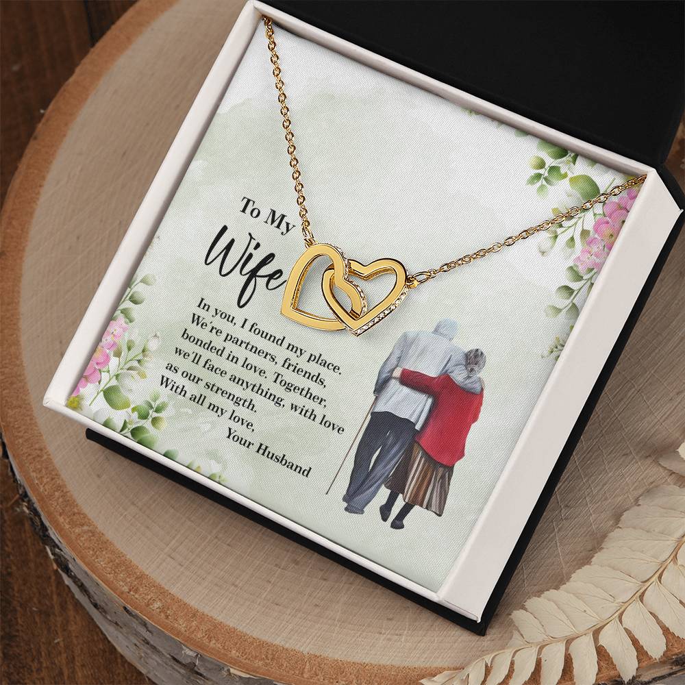 4028a Interlocking Hearts neck, Gift to my Wife with Beautiful Message Card