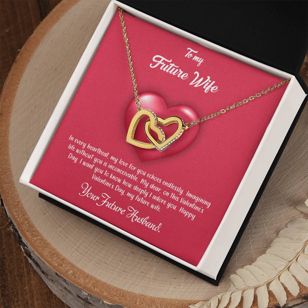 valentine-35d Interlocking Hearts Necklace, Gift to my Future Wife with Beautiful Message Card