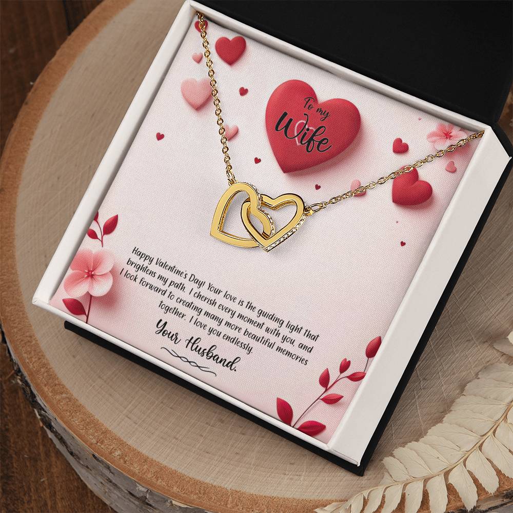 Valentine-st6a Interlocking Hearts Necklace, Gift to my Wife with Beautiful Message Card