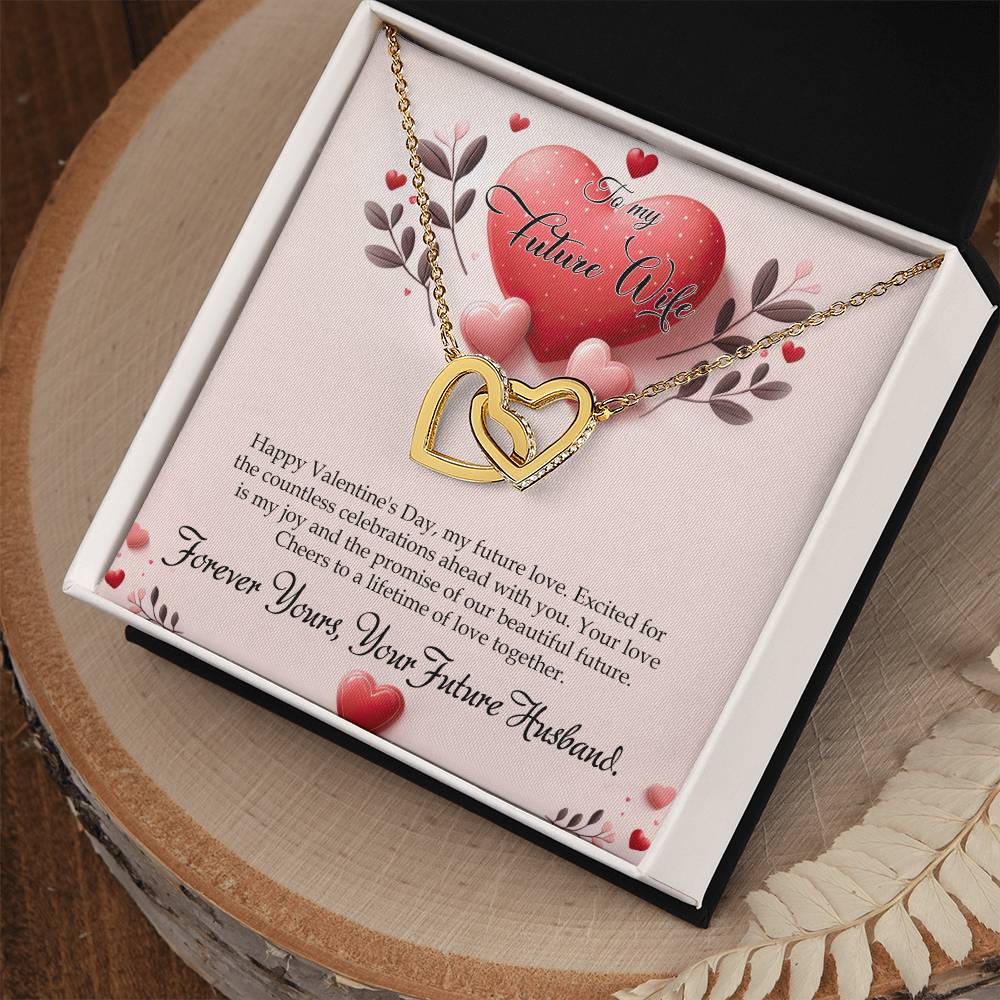 Valentine-st13d Interlocking Hearts Necklace, Gift to my Future Wife with Beautiful Message Card