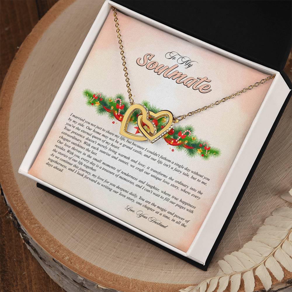 4009b Interlocking Hearts neck, Gift to My Soulmate with Message Card