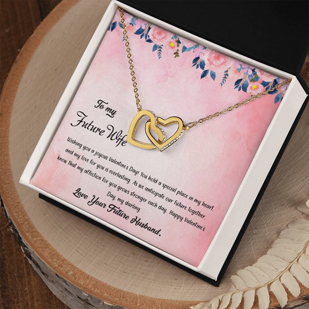 valentine-38d Interlocking Hearts Necklace, Gift to my Future Wife with Beautiful Message Card