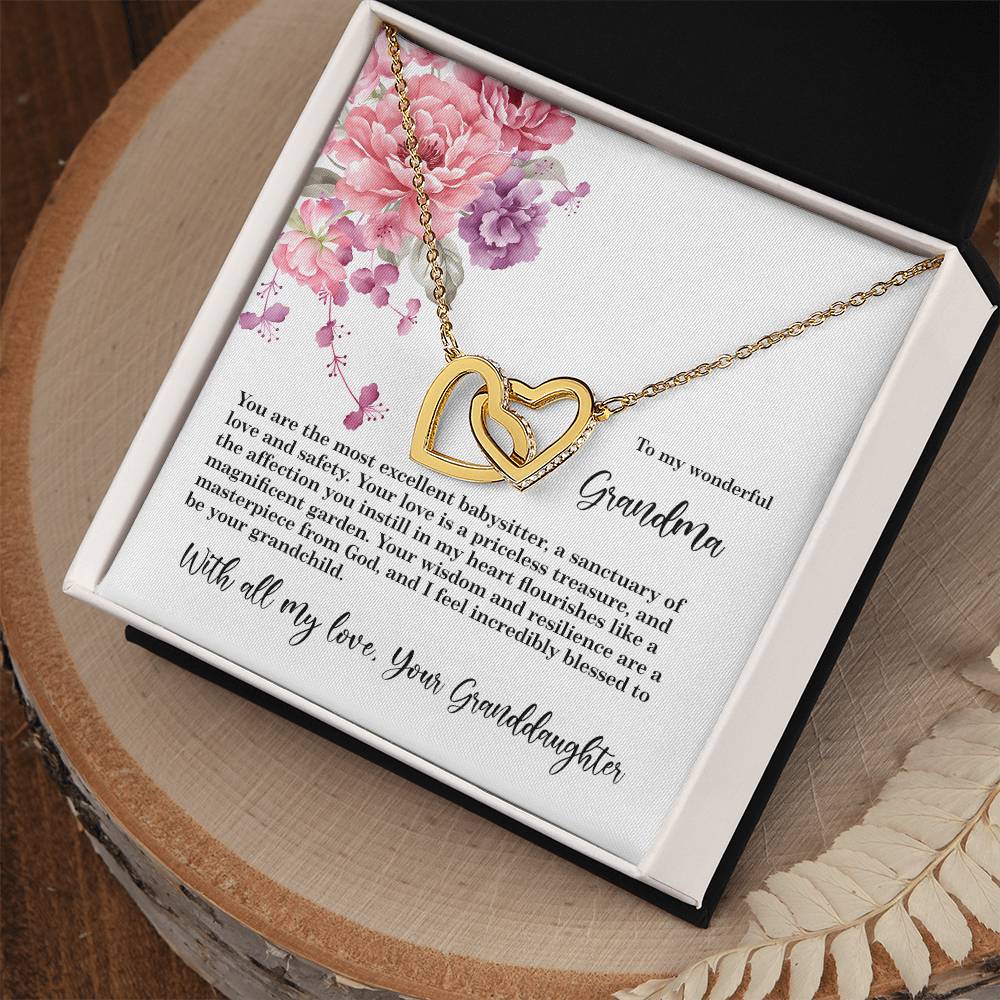 4027d Interlocking Hearts Necklace, Gift to my Grandma with Beautiful Message Card