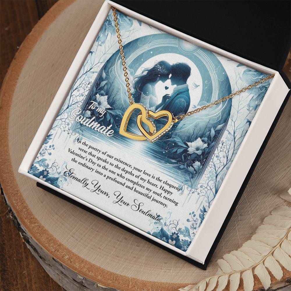 Valentine-st30b Interlocking Hearts neck, Gift to My Soulmate with Message Card