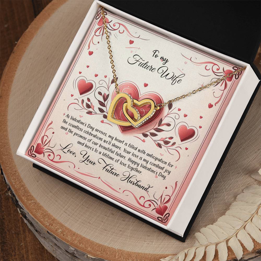 Valentine-st12d Interlocking Hearts Necklace, Gift to my Future Wife with Beautiful Message Card