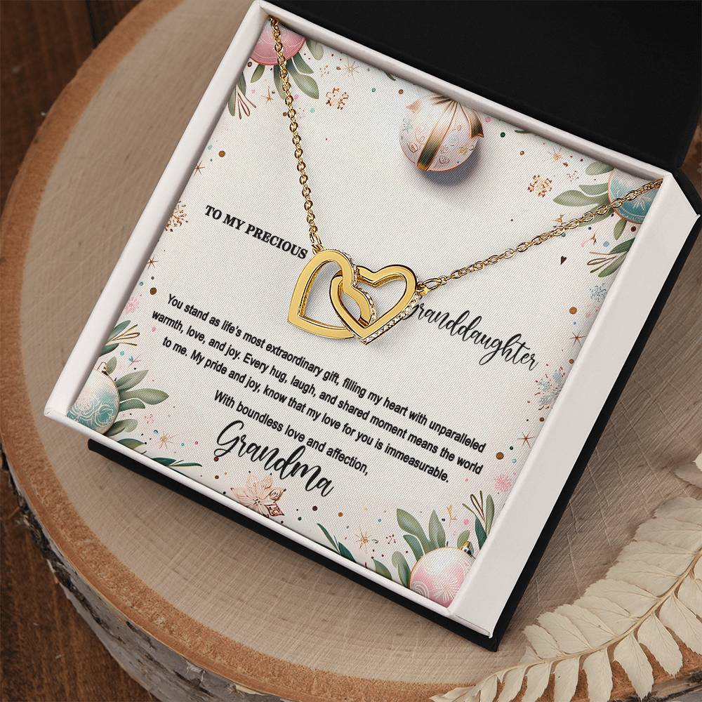 4048(b) Interlocking Hearts Necklace, Gift to My Granddaughter , with beautiful message card