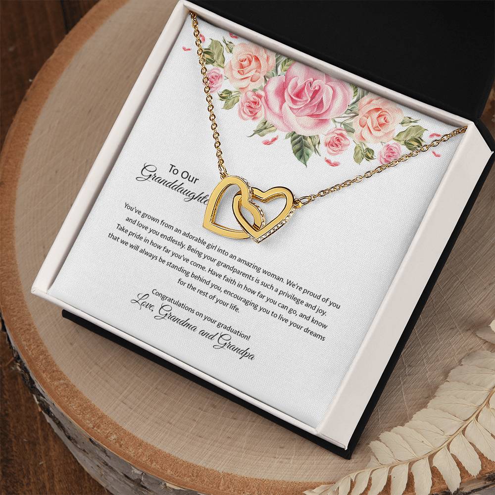 4031a Interlocking Hearts Necklace, Gift to My Granddaughter , with beautiful message card