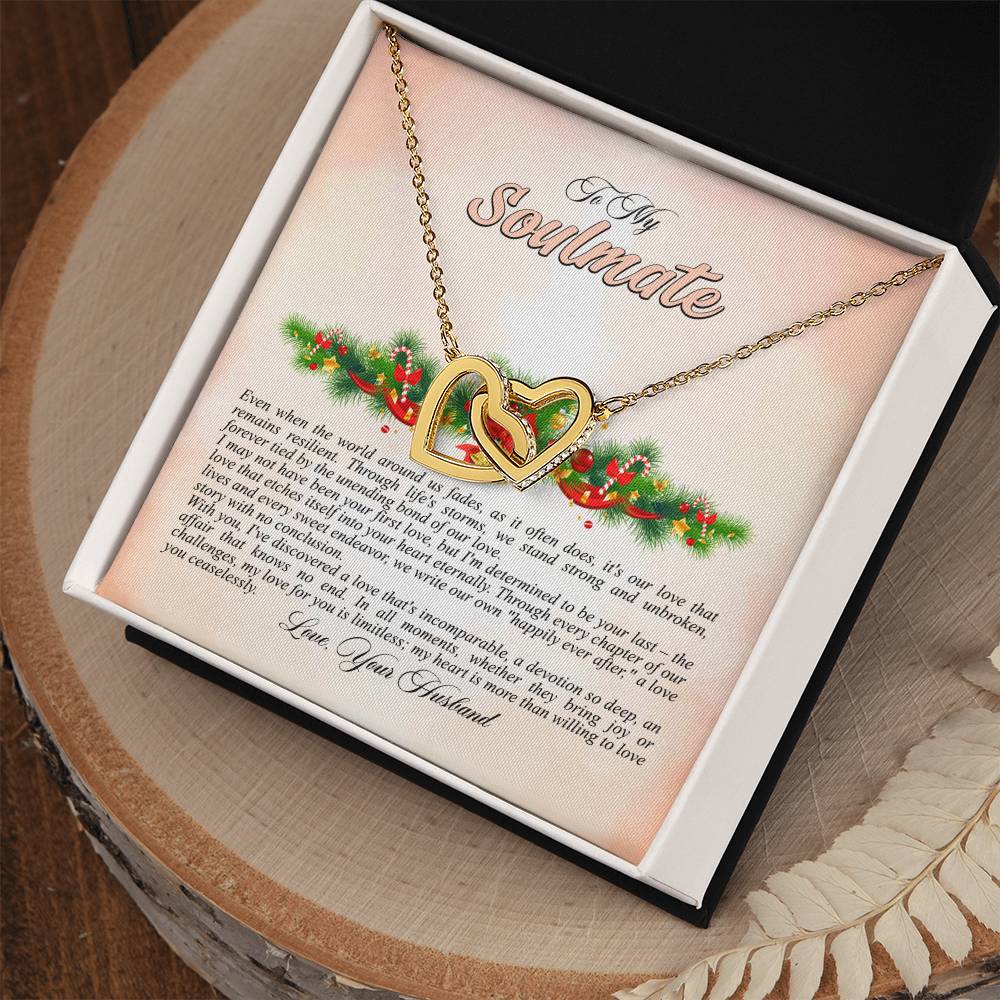 4009a Interlocking Hearts neck, Gift to My Soulmate with Message Card