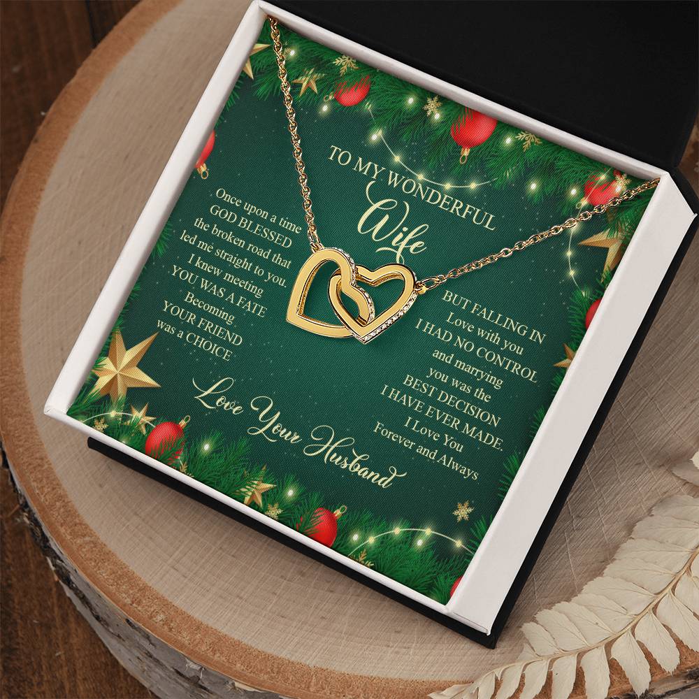 93045a Interlocking Hearts neck, Gift to my Wife with Beautiful Message Card