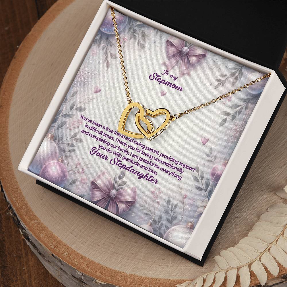 4053b Interlocking Hearts Necklace, Gift to my Stepmom with Beautiful Message Card