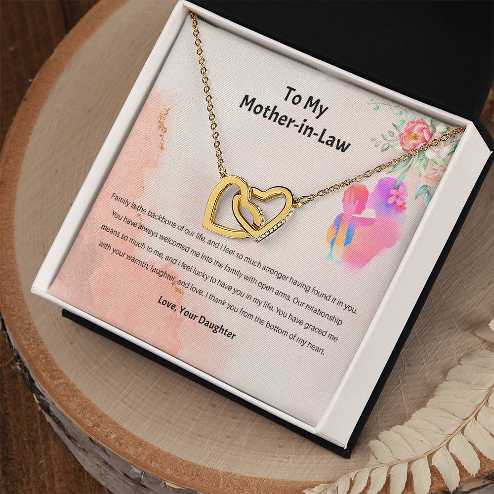 94689b Interlocking Hearts Necklace, Gift to my Stepmom with Beautiful Message Card