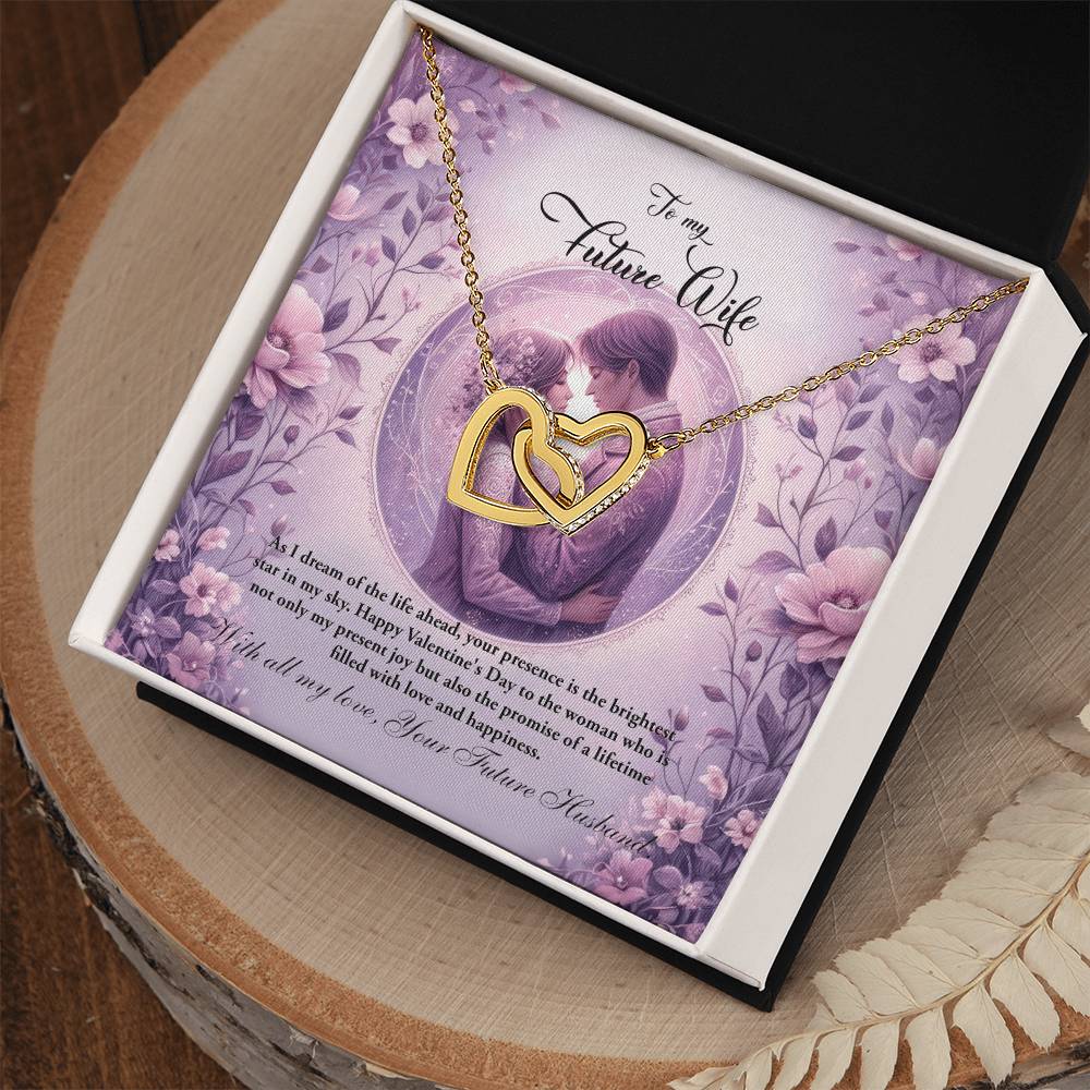 Valentine-st26d Interlocking Hearts Necklace, Gift to my Future Wife with Beautiful Message Card