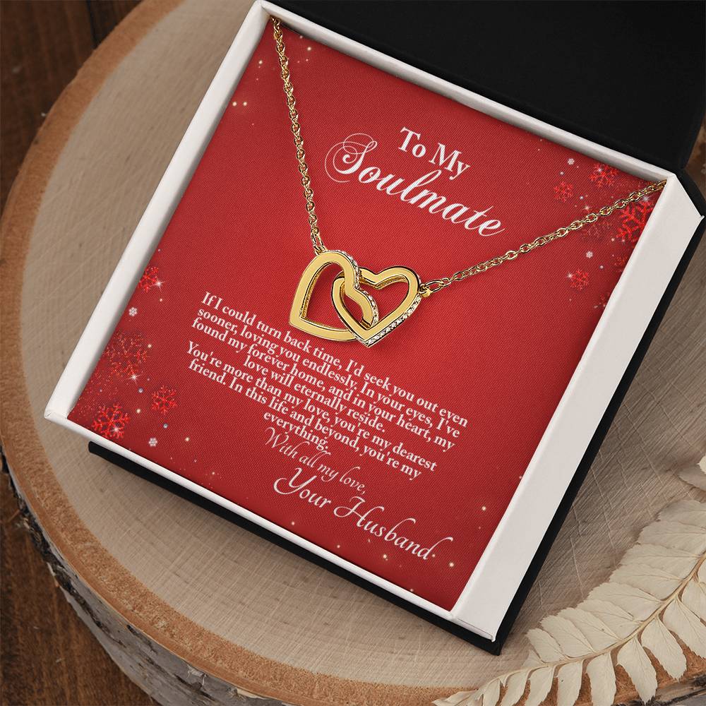 4005a Interlocking Hearts neck, Gift to My Soulmate with Message Card