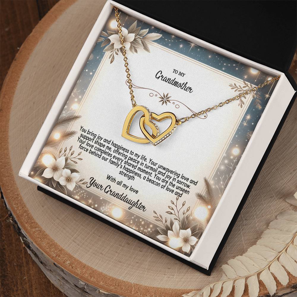 4055(b) Interlocking Hearts Necklace, Gift to my Grandma with Beautiful Message Card