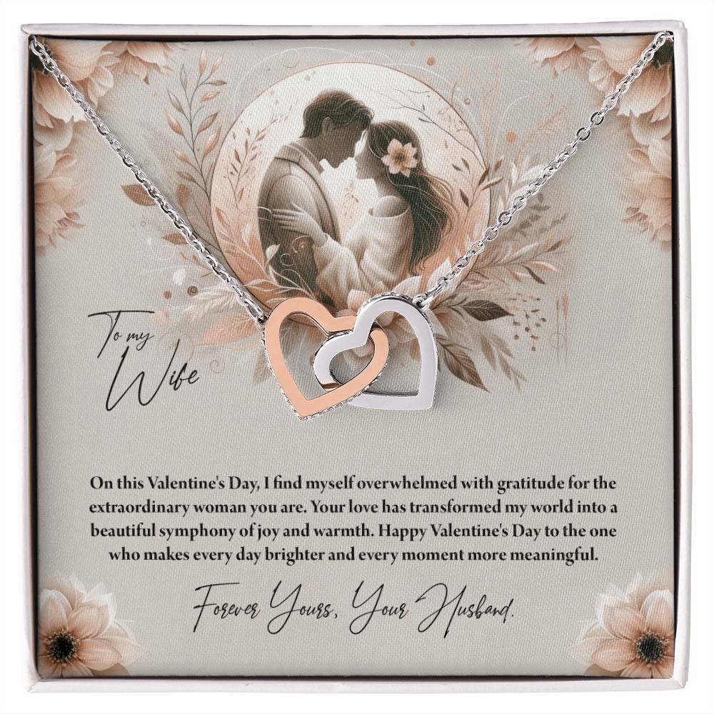 Valentine-st27a Interlocking Hearts Necklace, Gift to my Wife with Beautiful Message Card